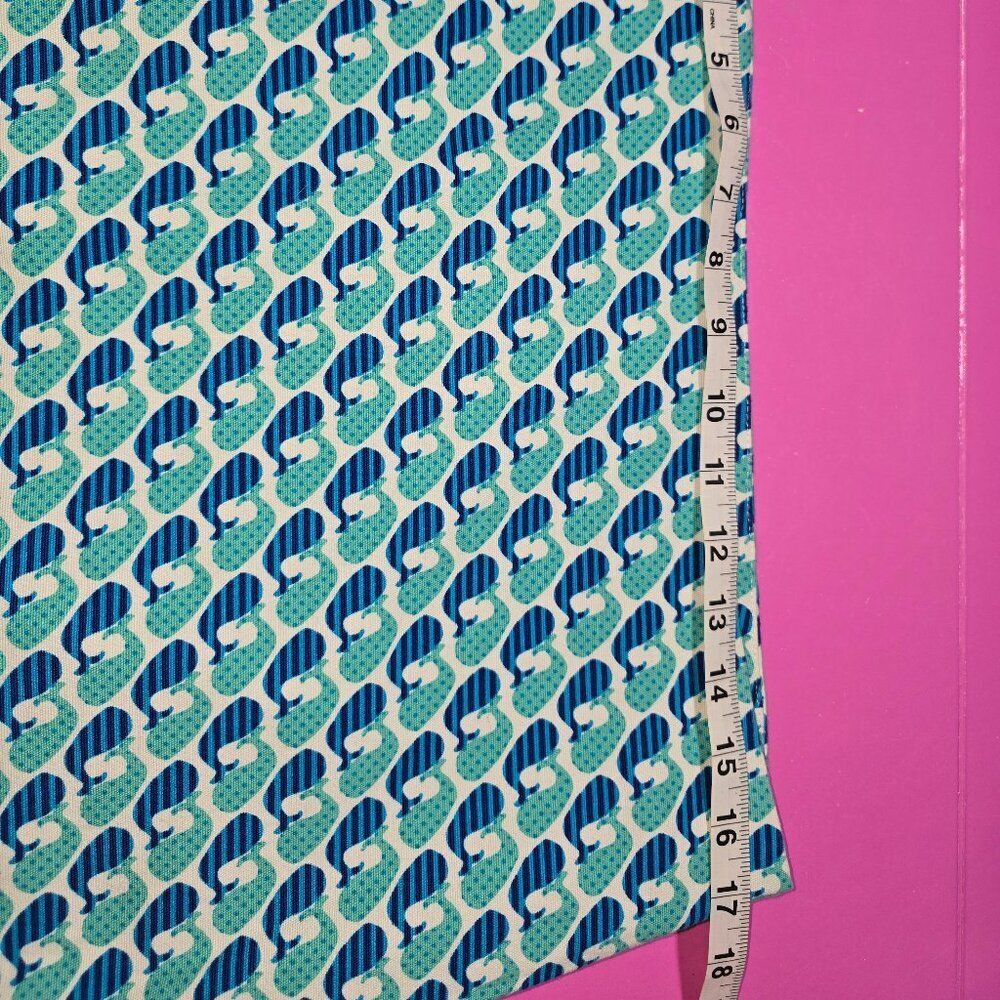 Talbots Twill Teal Blue Whale Print Pencil Skirt Preppy Nautical Beach Size 12 - Picture 6 of 9